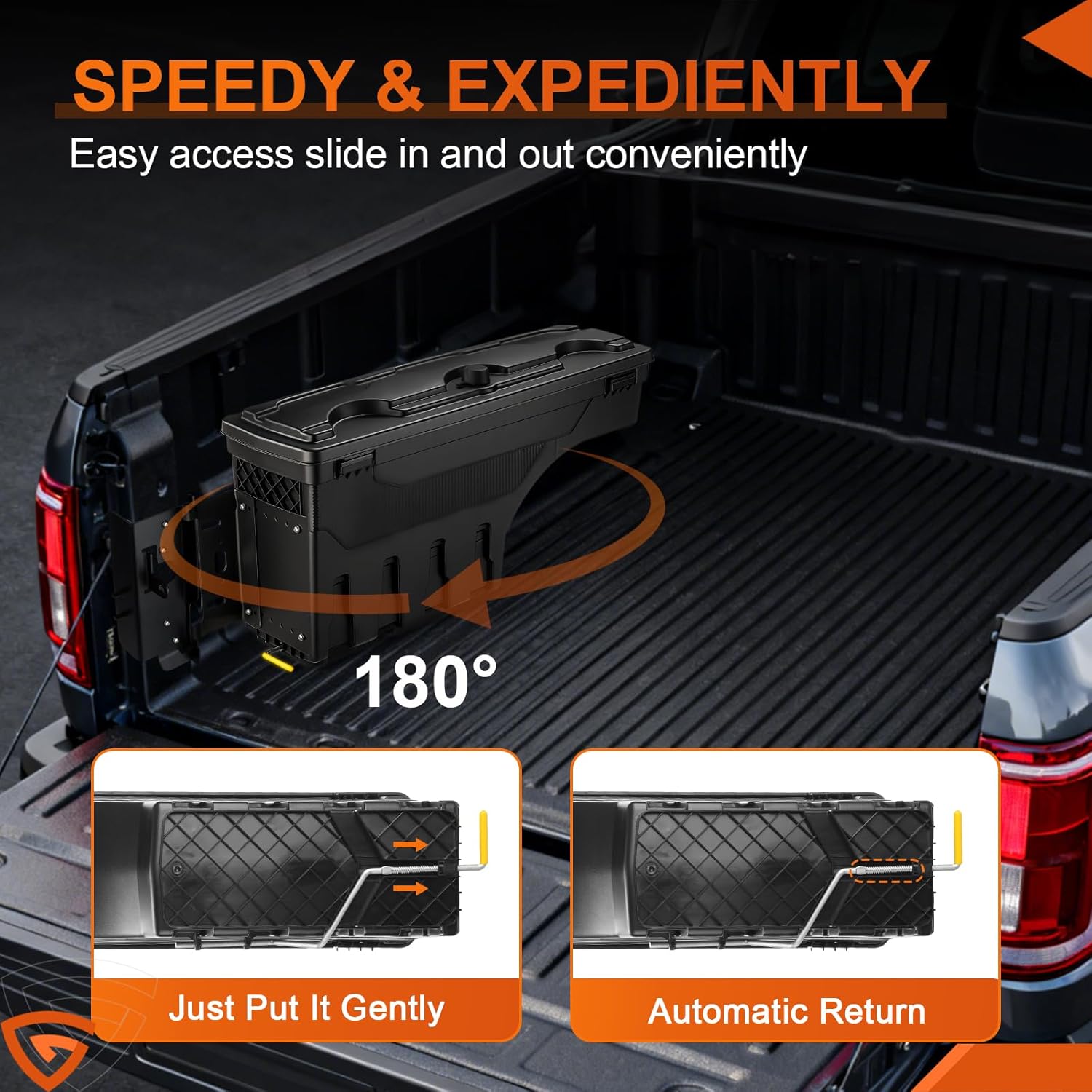 GEARLAST Truck Bed Storage Box Fit for Dodge Ram 1500 2019-2025 Drive side