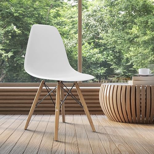 Miniatura 6 de juego de 4 sillas de comedor DSW con patas de madera estilo moderno de mitad de siglo