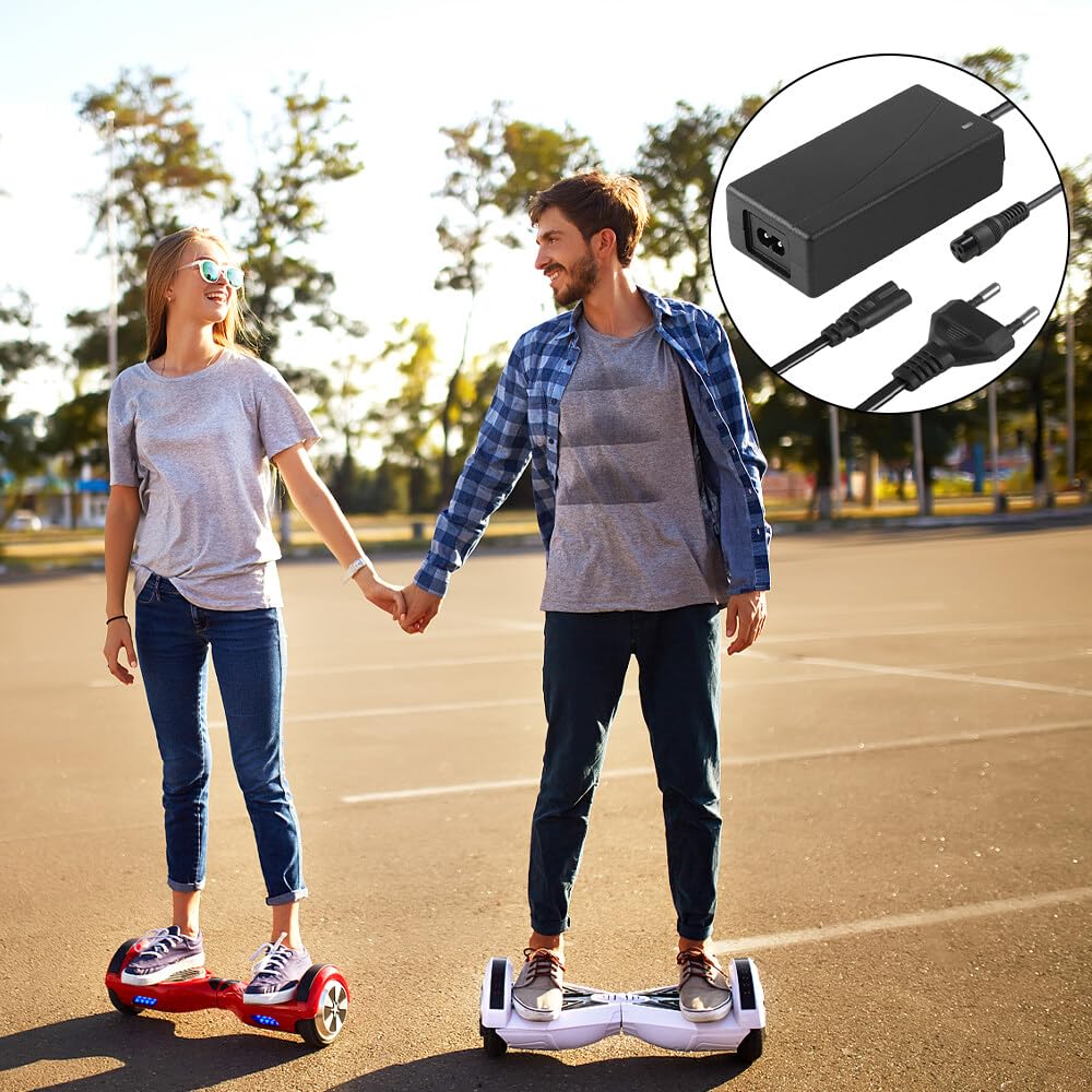 Chargeur Overboard 3 Broches Universel, Chargeur Hoverboard, Chargeur Overboard, 42V 2A Chargeur Trotinette Electrique, Chargeur Trottinette Électrique, Universel à Batterie au Lithium 36V