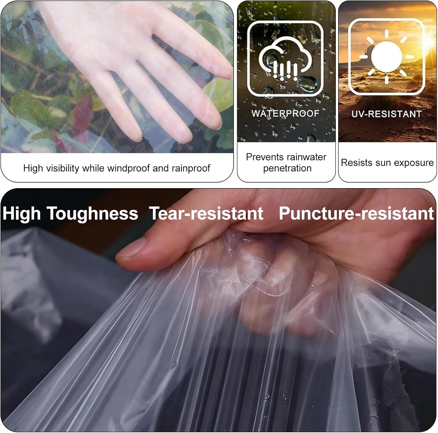 Clear Tarps Heavy Duty Waterproof - Outdoor Garden Rainproof Covering with Grommets, Clear Vinyl Tarp Transparent Tarpaulin for Covering Outdoor, Greenhouse, Pavilion, Camping(5x7m/16.4x23.0ft)
