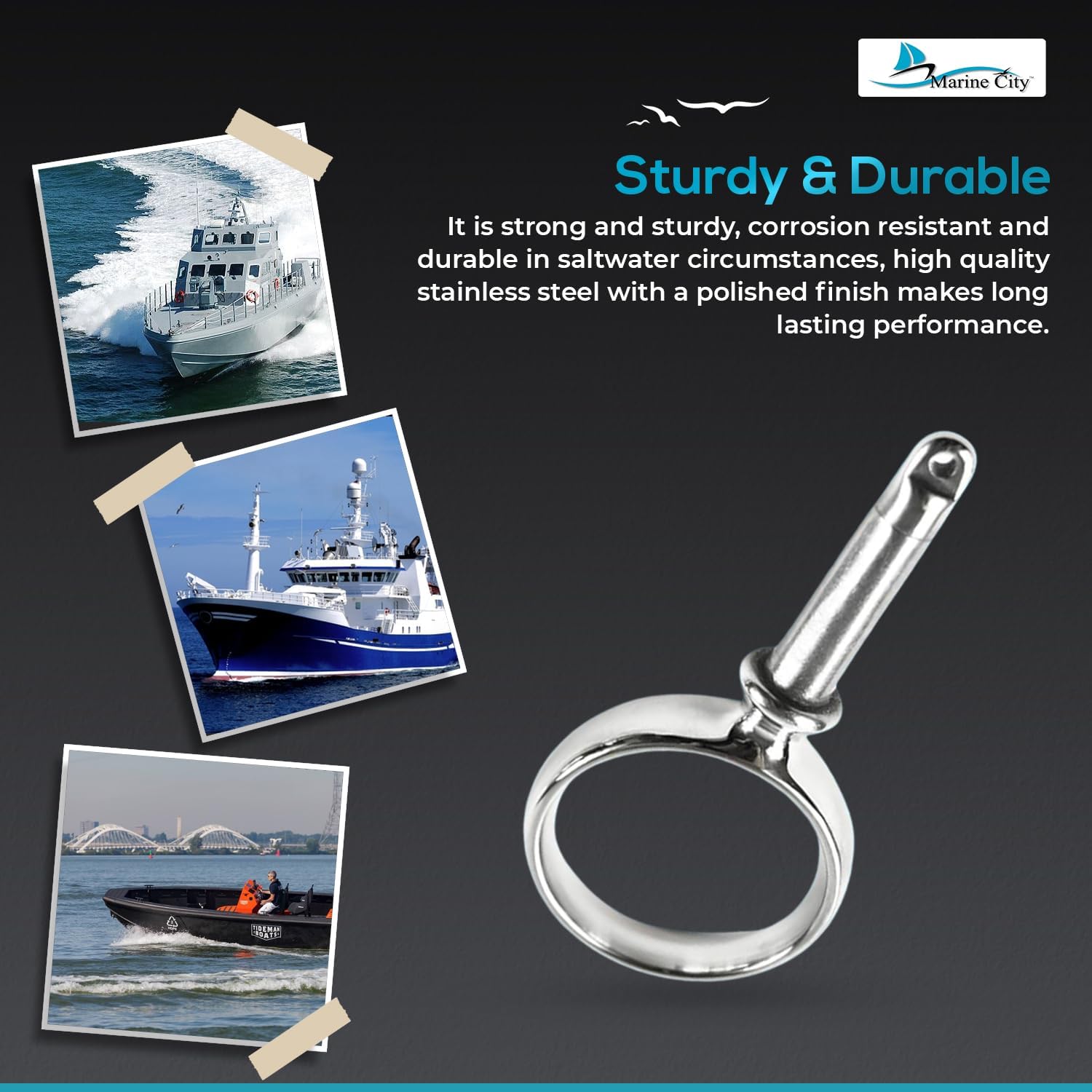 MARINE CITY Rowlock Oarlock 316 Stainless Steel Heavy Duty, Corrosion-Resistant, Ideal for Boats, Yachts, and Marines (2 Pcs)