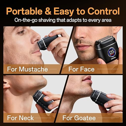 Miniatura 4 de Afeitadora eléctrica de aluminio para hombres  Maquinilla de afeitar de 5 hojas para barba corta, afeitado rápido y cerrado, recargable USB-C,