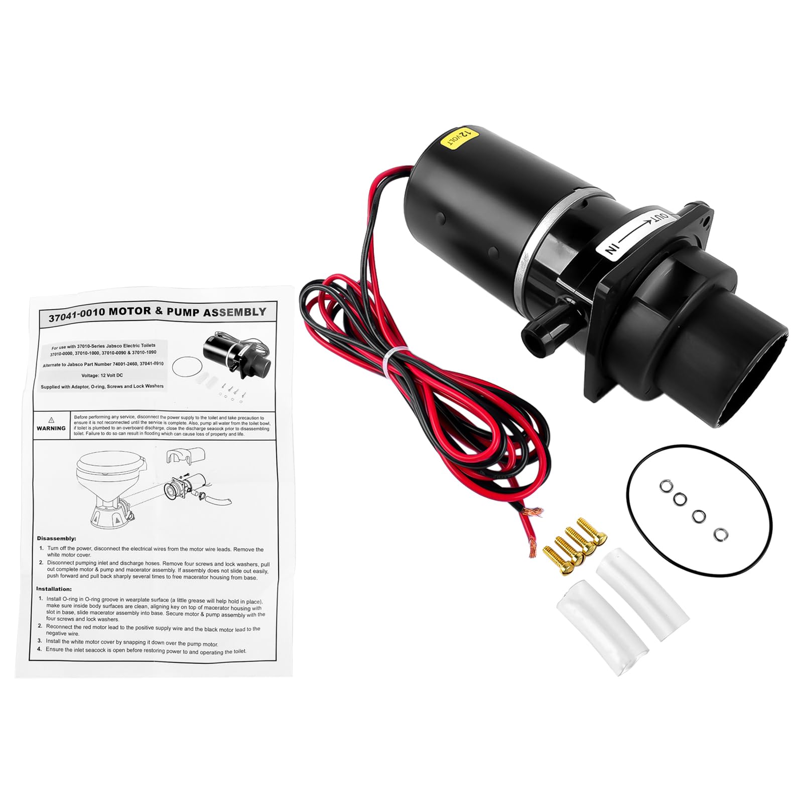 37041-0010 Kit di montaggio secondario per maceratore elettrico marino per WC elettrico di ricambio per Jabsco 37010-Series 12 Volt motopompa per bagni marini e camper