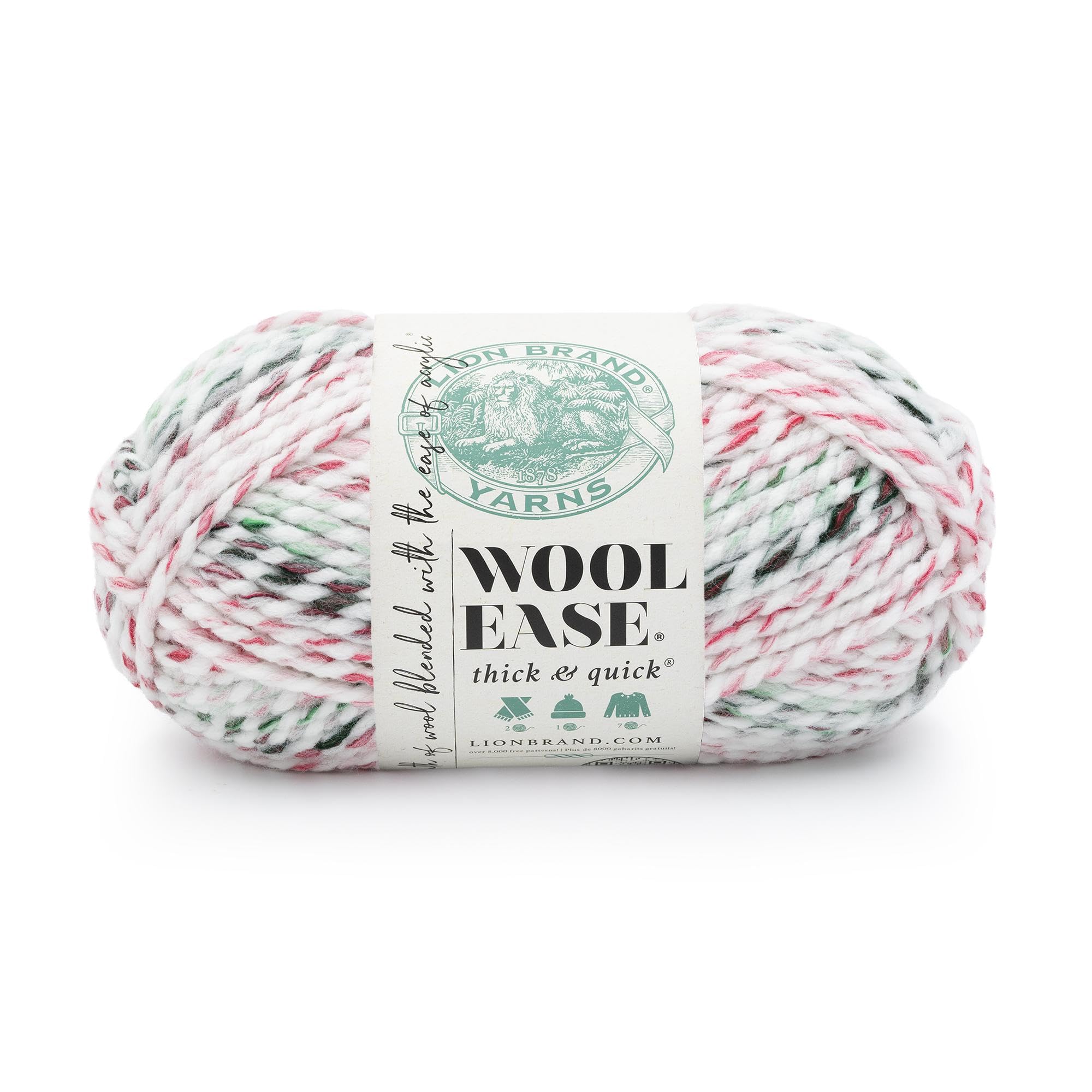 Lion Brand Yarn, Wool-Ease Thick &amp; Quick, Sleighberry, Multicolor, 1 Pack