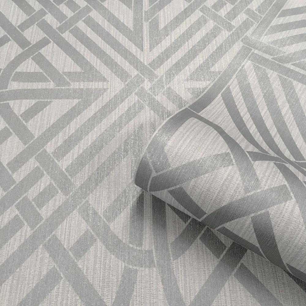 Yöl Grey Sample ** Sample Oria Link Light Silver Wallpaper