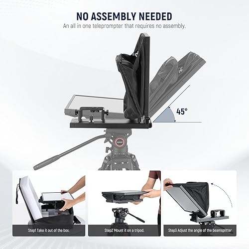 Vista 43 de NEEWER Teleprompter de aluminio X12 con control remoto RT-110 (conectado a través de Bluetooth en la aplicación NEEWER Teleprompter) y funda