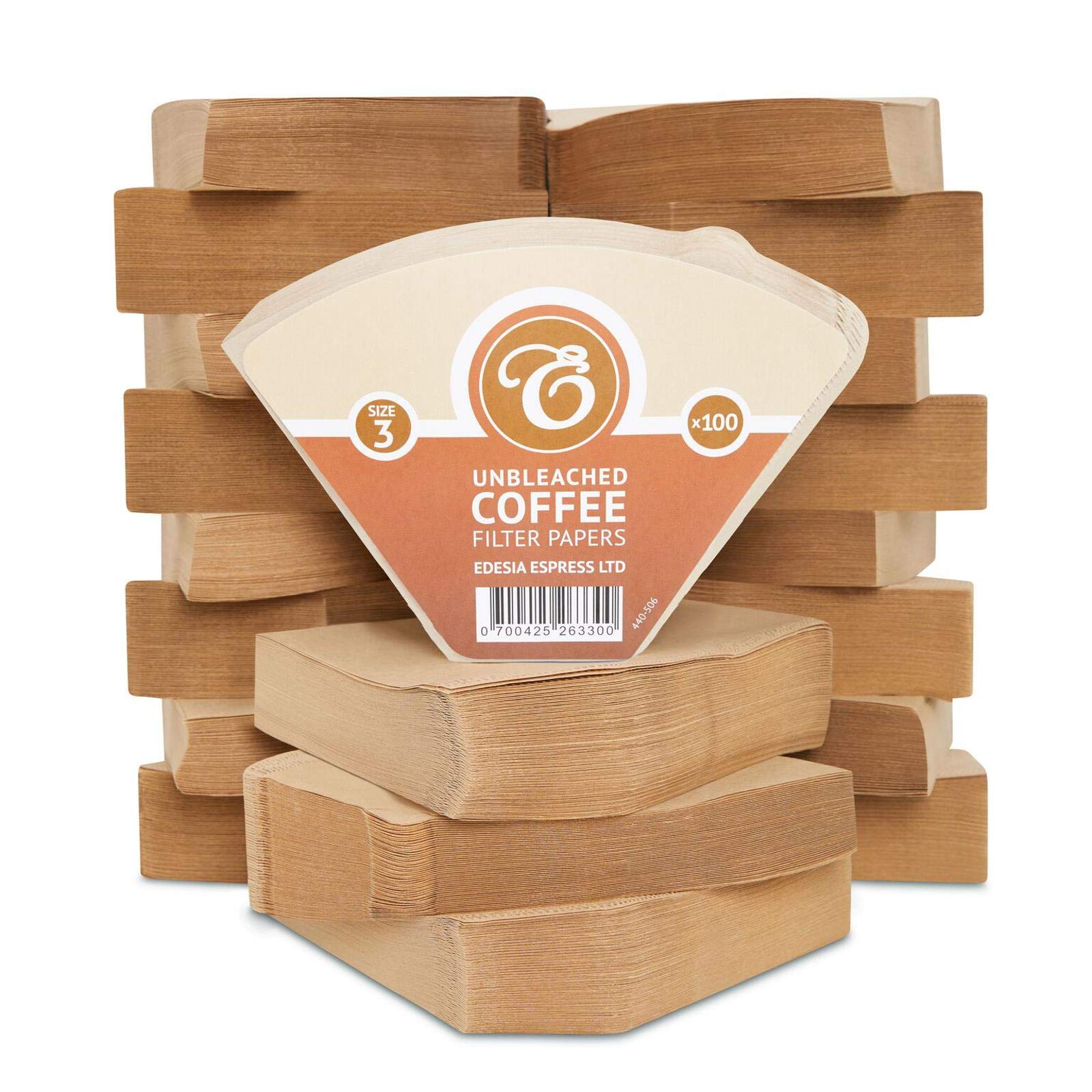 EDESIA ESPRESS – 2000 Kegelförmige Kaffeefilter aus Papier – Kaffeefilter Nr.3 für Manuelle Kaffeemaschine, Pour-Over und Sanftes Brühen – Größe 3 Braun