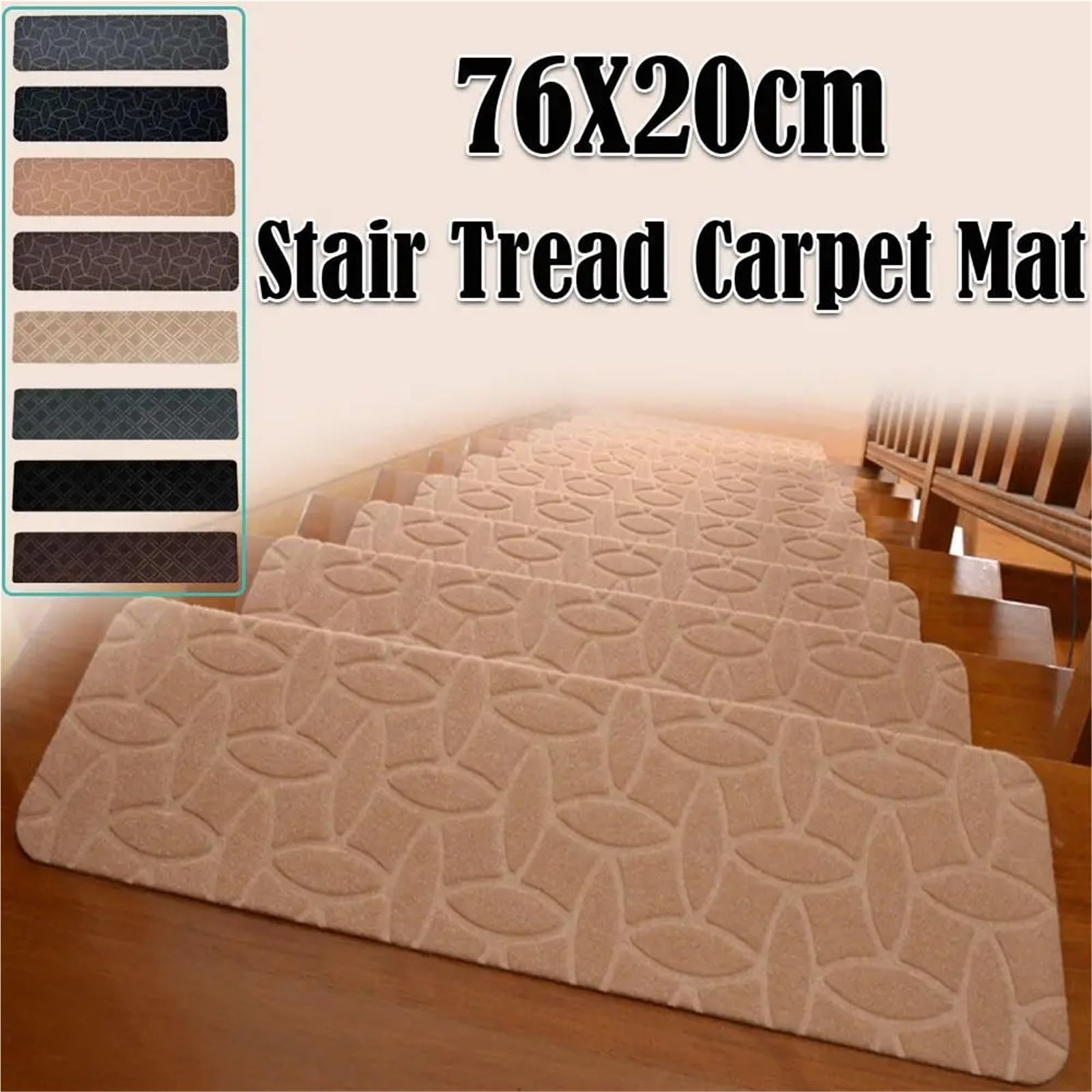 8 Stück Treppenmatten, Selbstklebende, rutschfeste Treppenstufen-Teppichmatten, weiche Sicherheits-Treppenschutz-Abdeckpads für Schutz(A Beige)