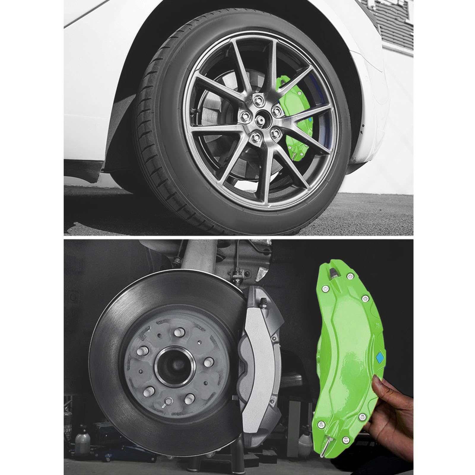 Copri Pinze Freni Auto, Lega di Alluminio Coperture Per Pinza Freno Coperchio Pinza Freno Installazione Semplice per Ruota Modello Y 19 da 20 Pollici (GREEN)
