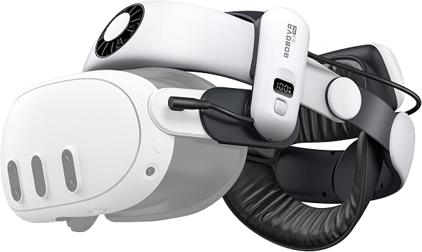 BOBOVR S3 Pro Battery Strap Accessories,Head Air Cooling System and 10000mah Hot-swappable Battery Pack,Compatible with Meta Quest 3/Quest 3S