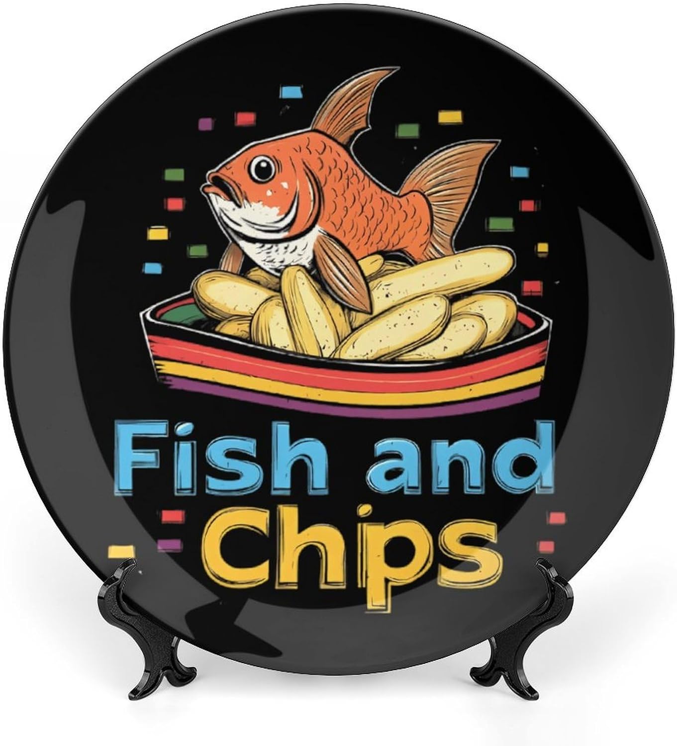 Fish and Chips Bone China Decorative Porcelain Plates Dinnerware Ornaments