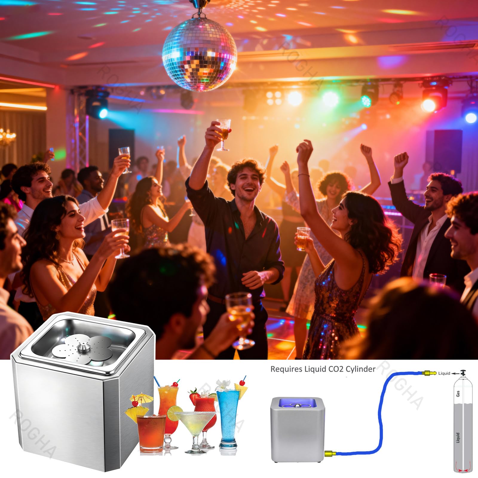 Enfriador de Vasos de CO2 de enfriamiento rápido, Enfriador de Mesa para Vasos de Cerveza con Luces de neón, 6 Unidades por Vaso, para Vasos de cóctel, Bares y restaurantes