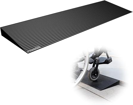 Ruedamann 1.8" Rise Threshold Ramp for Doorways, Sturdy Rubber Threshold Ramp, Non-Slip Power Door Ramps for Wheelchairs is Adjustable and Cuttable for Doorways,Curb, Scooters, Driveways