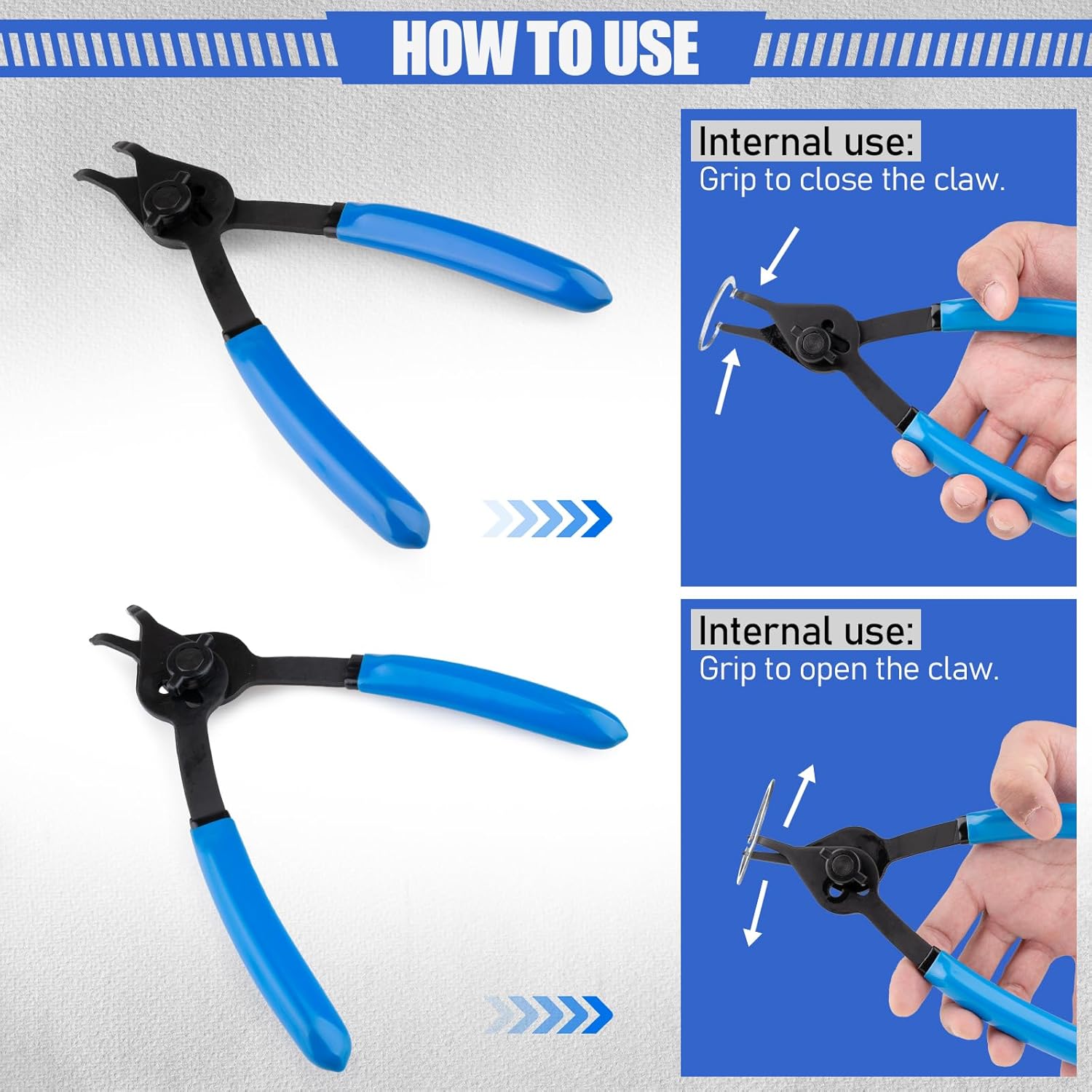 12 Piece Snap Ring Pliers Set, Transformable Internal/External Retaining Ring Pliers Set 0.038in 0.047in 0.070in 0.090in, Universal for Automobiles