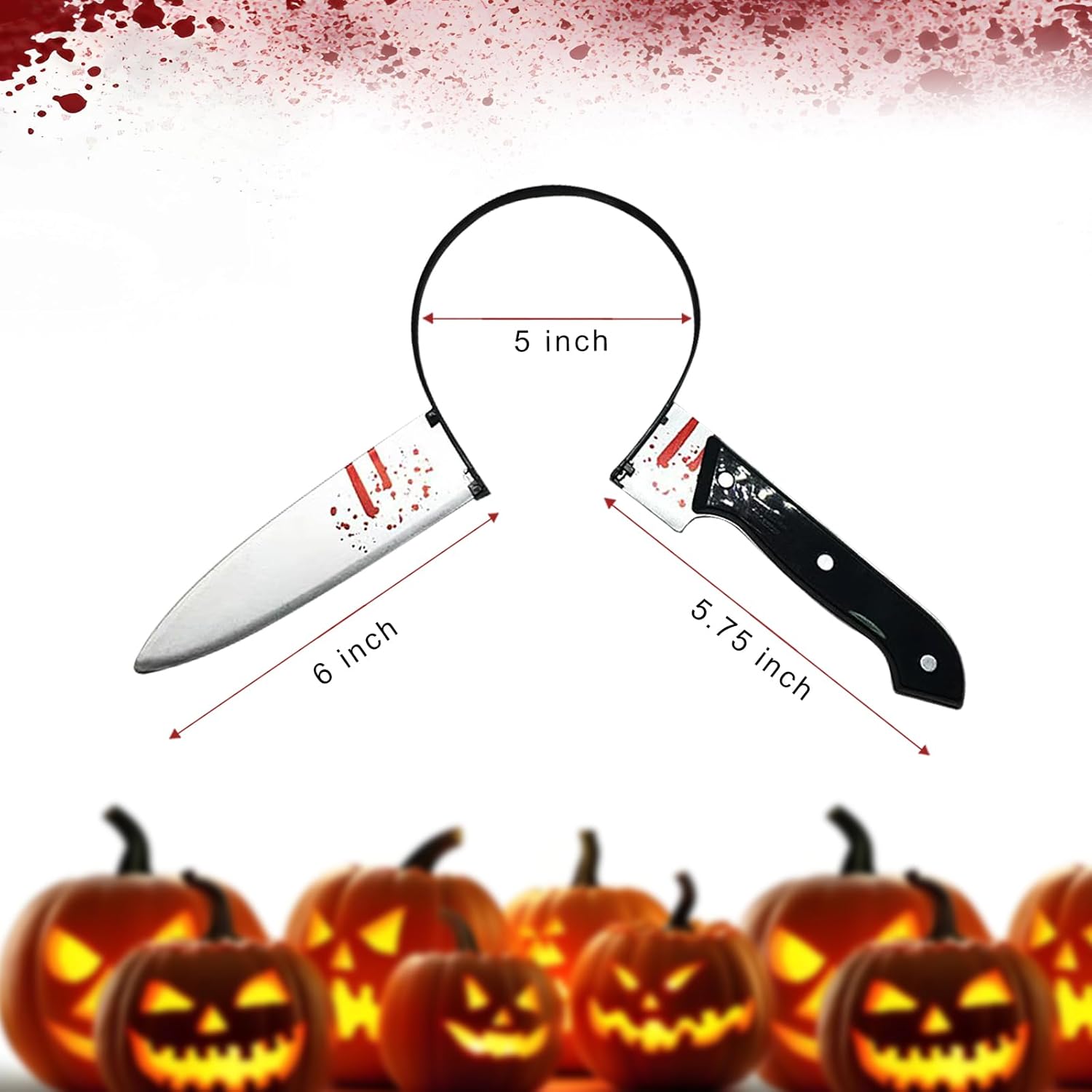 Halloween Kinfe Headband Scissors Headpiece Accessories Scary Hair Clips for Cosplay Party Decorations (Knife-shaped) - Image 3
