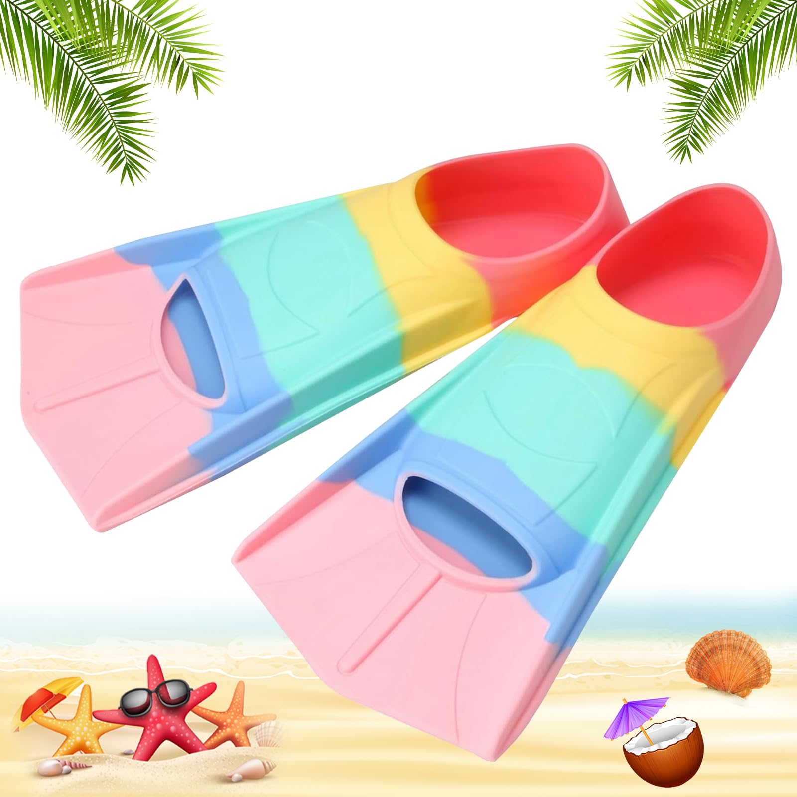 Aletas de Natación de Silicona, Cortas para Entrenamiento y Fuerza en Piernas (M2)