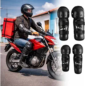 Kit Protetor Moto Bike Trilha Articulado para Motociclista Serve Joelheira e Cotoveleira Anti-Impacto Esportes Off-Road, Trilha e Motocross Tamanho Único