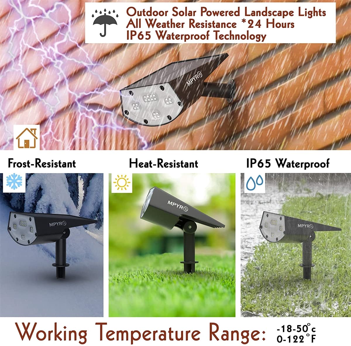 Projecteurs de Paysage solaires à LED étanches sans Fil alimentés à l'énergie Solaire Appliques extérieures 2 en 1 projecteurs d'aménagement paysager solaires pour allée de Jardin de Cour