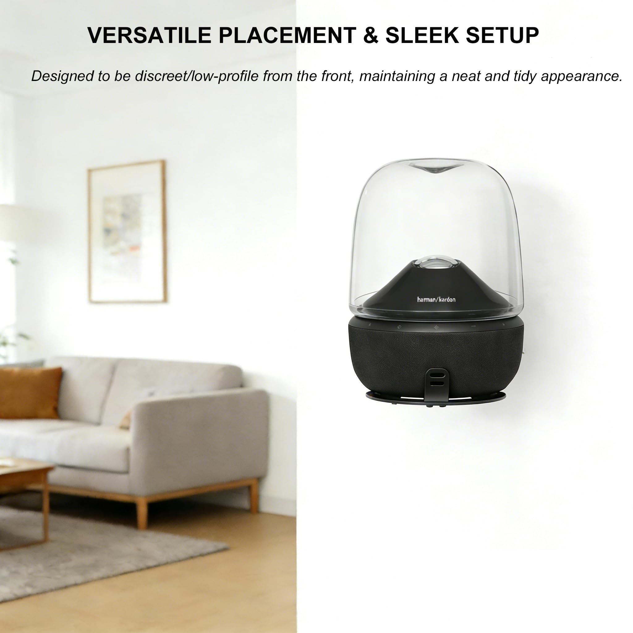 Support mural compatible avec haut-parleur Harman Kardon Aura Studio 5 Home, support mural en métal, protection complète pour système audio robuste