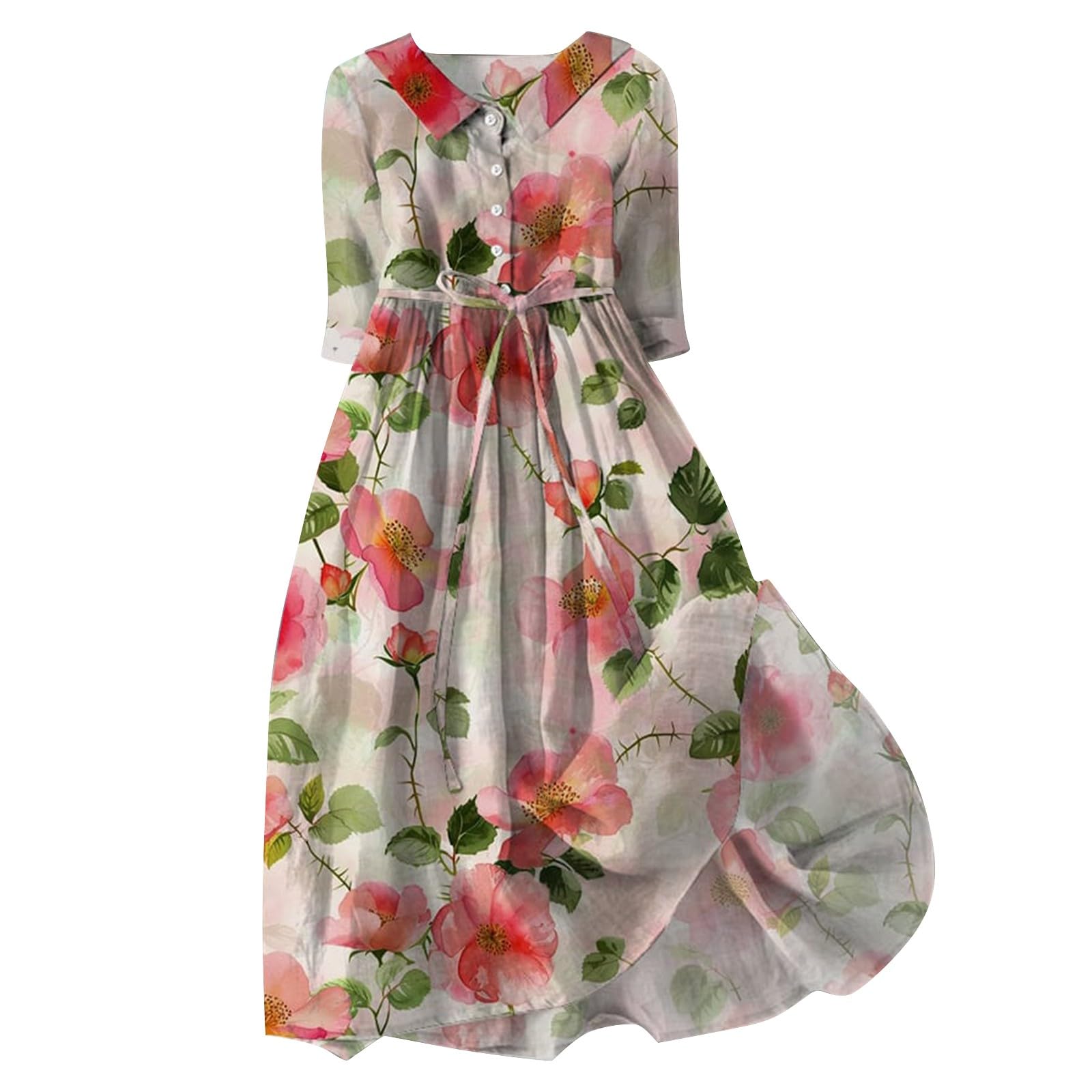 Generic Vestidos Verano Mujer 2024 Cortos Casual Vestido Playa Mujer Sueltos Falda con Cuello en V Vestido Camisero Verano Casual Vestidos de Playa