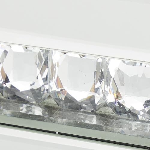 Miniatura 10 de Deco 79 Joyero de madera con espejo de 3 cajones con adornos de cristal, 11 x 8 x 11 pulgadas, color plateado