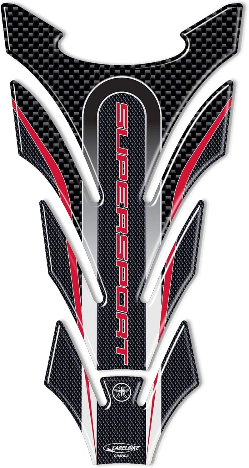 labelbike - 3D Sticker Motorcycle Fuel Tank Cap Protection and Decoration in Resin Compatible with Ducati Supersport - Carbon Color