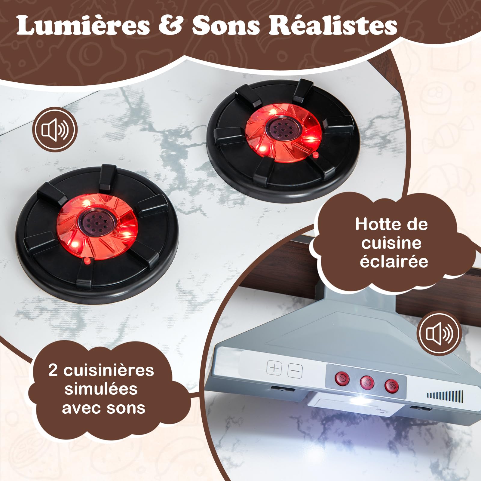 GOPLUS Cuisine d'Angle Enfant en Bois avec Machine à Glaçons, Micro GOPLUS Cuisine d'Angle Enfant en Bois avec Machine à Glaçons, Micro