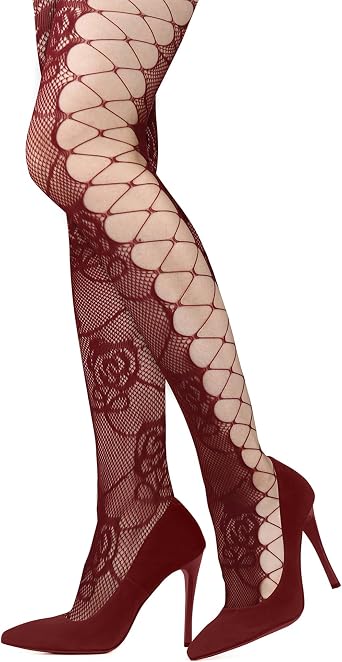 Benefeet Sox Patterned Fishnet Tights Floral High Waist Fishnet Stockings for Women Rose Sexy Fishnets Hollow Out Pantyhose