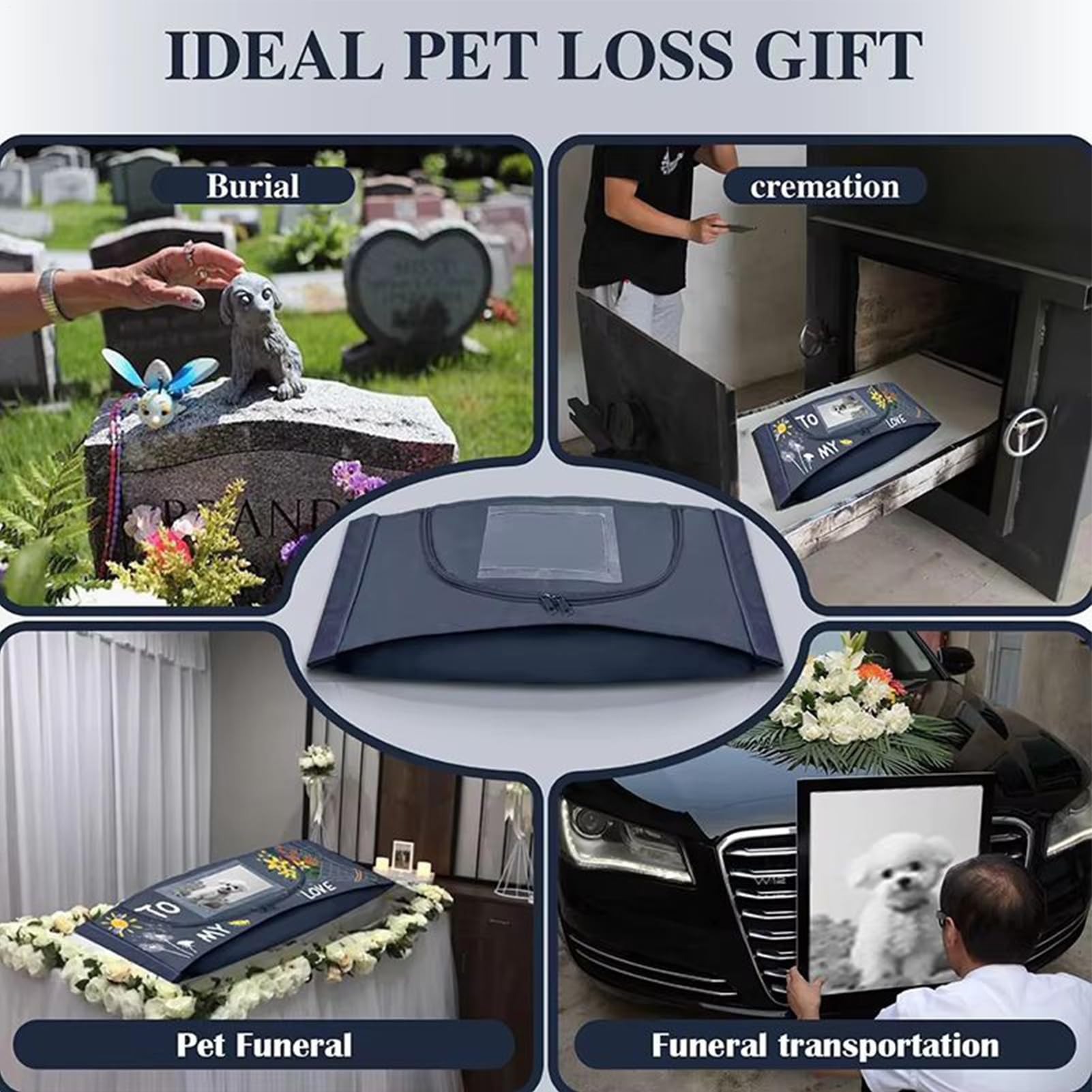 Cercot pour animaux pour l'enterrement - cercueil commémoratif biodégradable pour chiens et chats, avec des poignées pour les funérailles, le transport ou la tenue temporaire. Ajustement petit, moyen