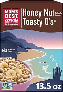 Mom's Best Honey Nut Toasty O's Breakfast Cereal, Toasty Breakfast Cereal Made With Real Honey, No High Fructose Corn Syrup, 13.5 OZ Box (Pack of 7)