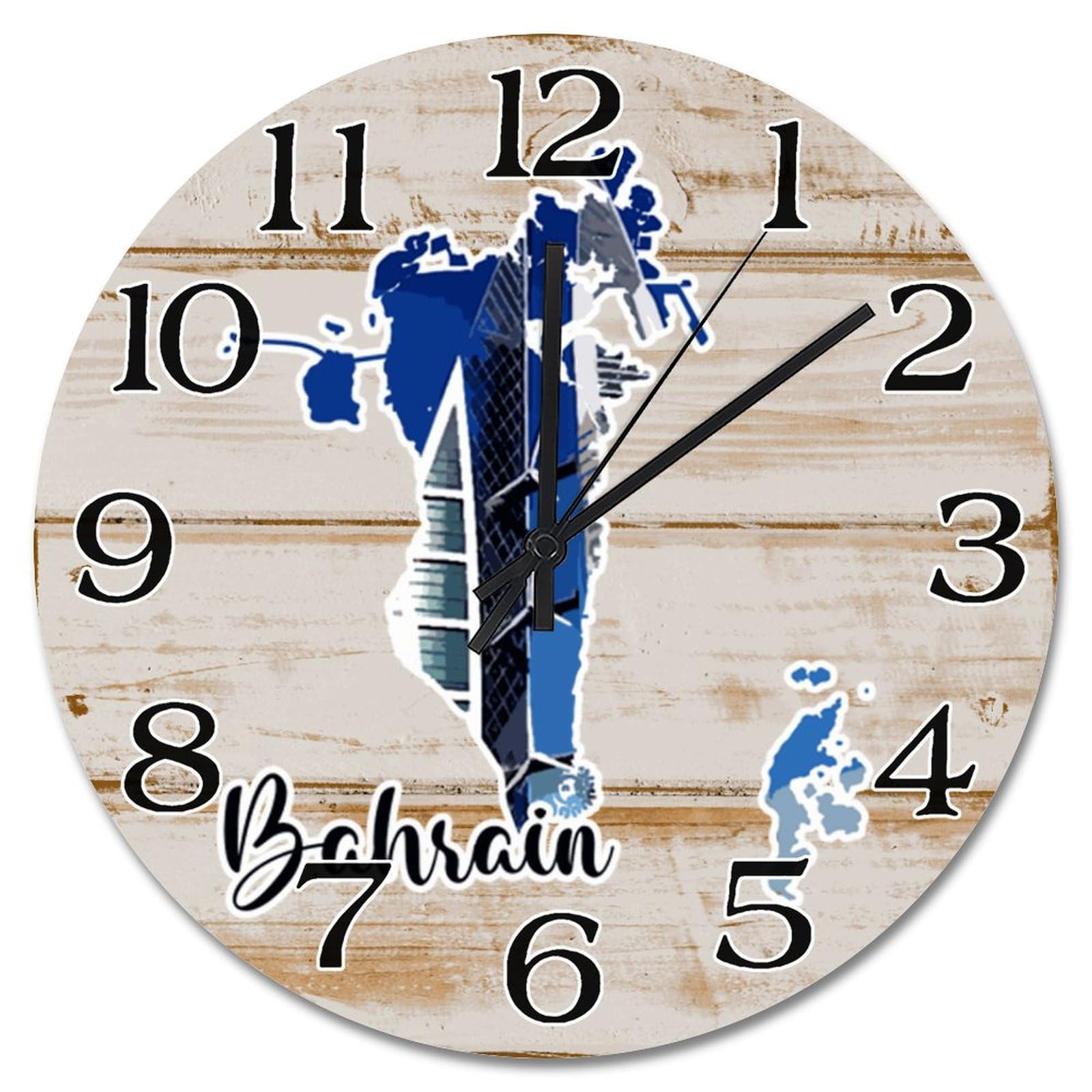 Horloge murale en bois Bahreïn 38cm au design moderne épuré