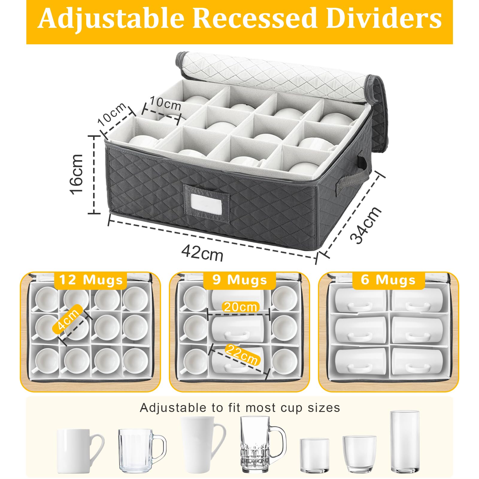 PAIKIUU Porte-Gobelet Rangement Feutre 6 Tasses Camping-Car - Boîte Protection Vaisselle Avec Poignées Organisateur Vaisselle Camping