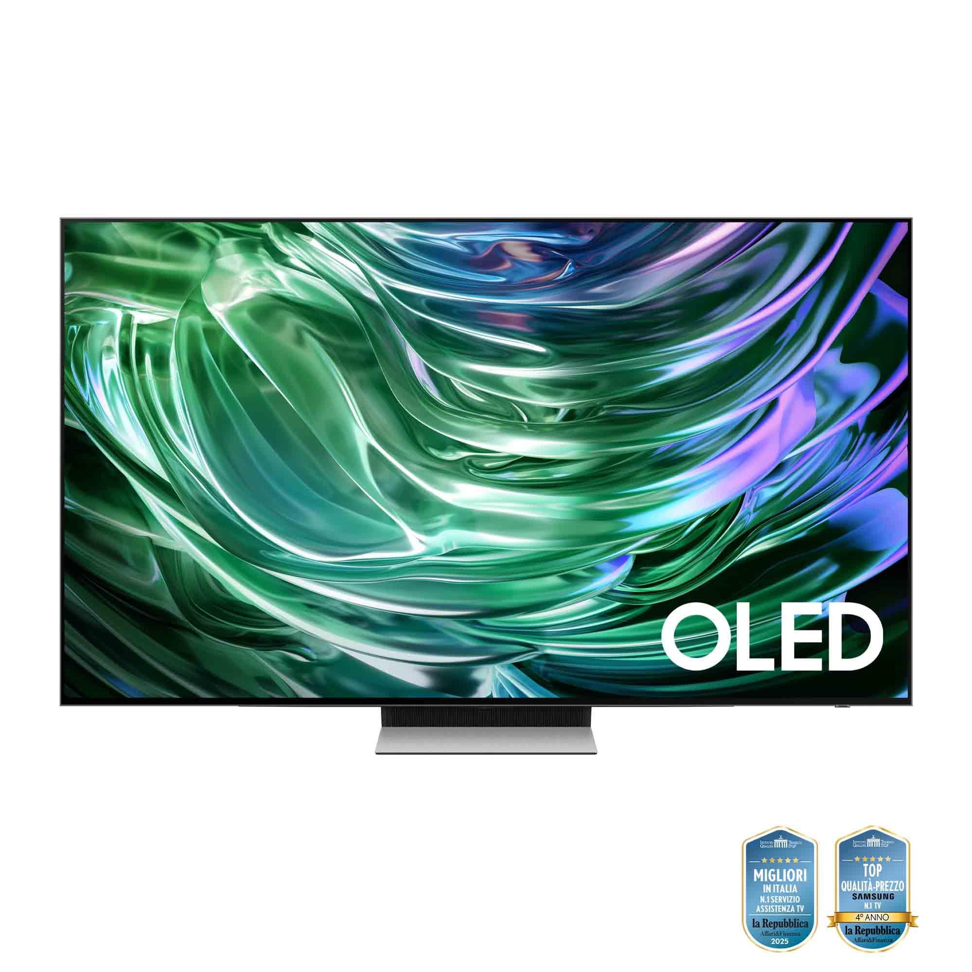 Samsung TV QE55S94DAEXZT OLED 4K, Smart TV 55" Processore NQ4 AI GEN2, Infinity One, DVBT-2, Q-Symphony & Dolby Atmos, compatibile con Bixby, Alexa e Google Assistant, Carbon Silver 2024