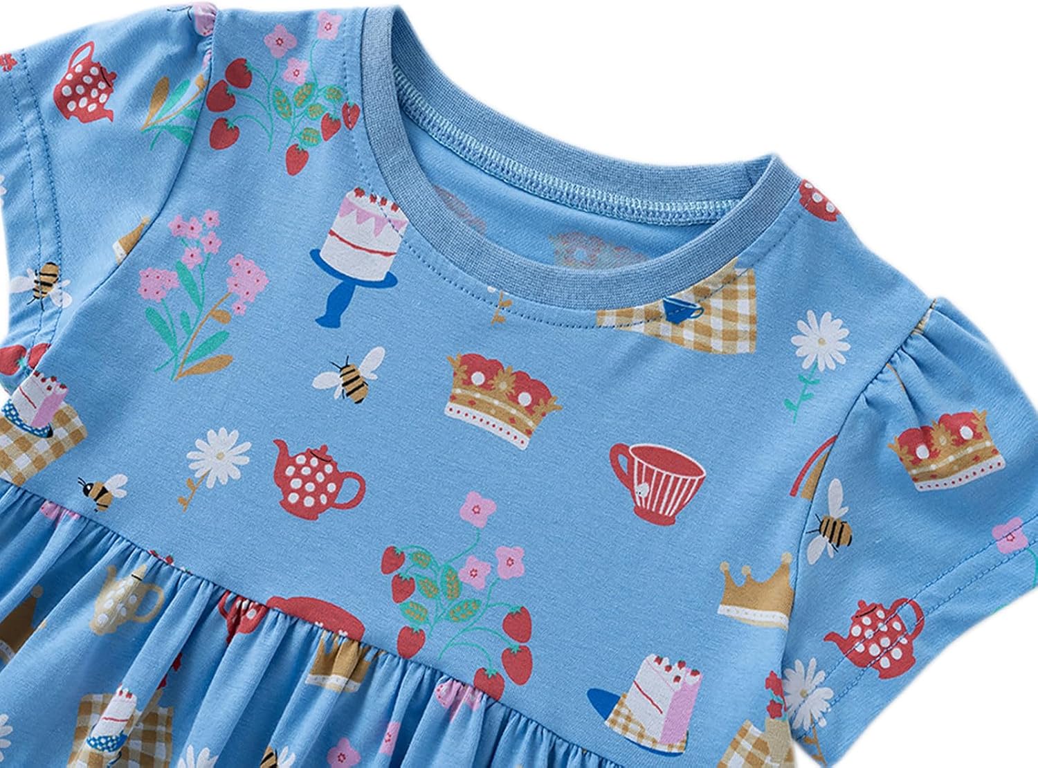 Toddler Girls Short Sleeve Casual Dress Little Kids Cotton Kneelength Playwear Dresses 2-7Years - Image 3