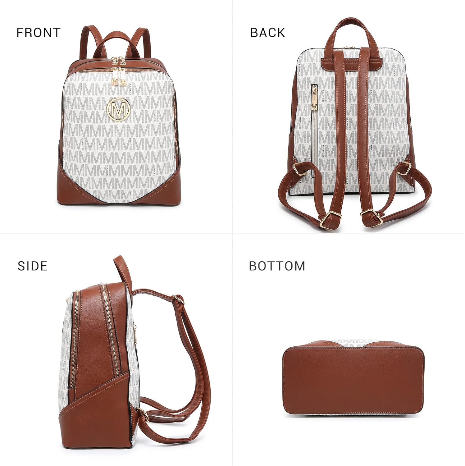 MKP Women's Fashion Medium Backpack Purse Set - 2Pcs PU Leather Shoulder Bag with Double Zipper for Travel and Daily Use - Image 6