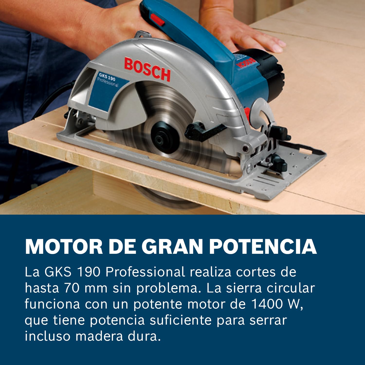 Bosch Professional GKS 190 - Sierra circular (1400 W, Ø disco 190 mm, en caja)