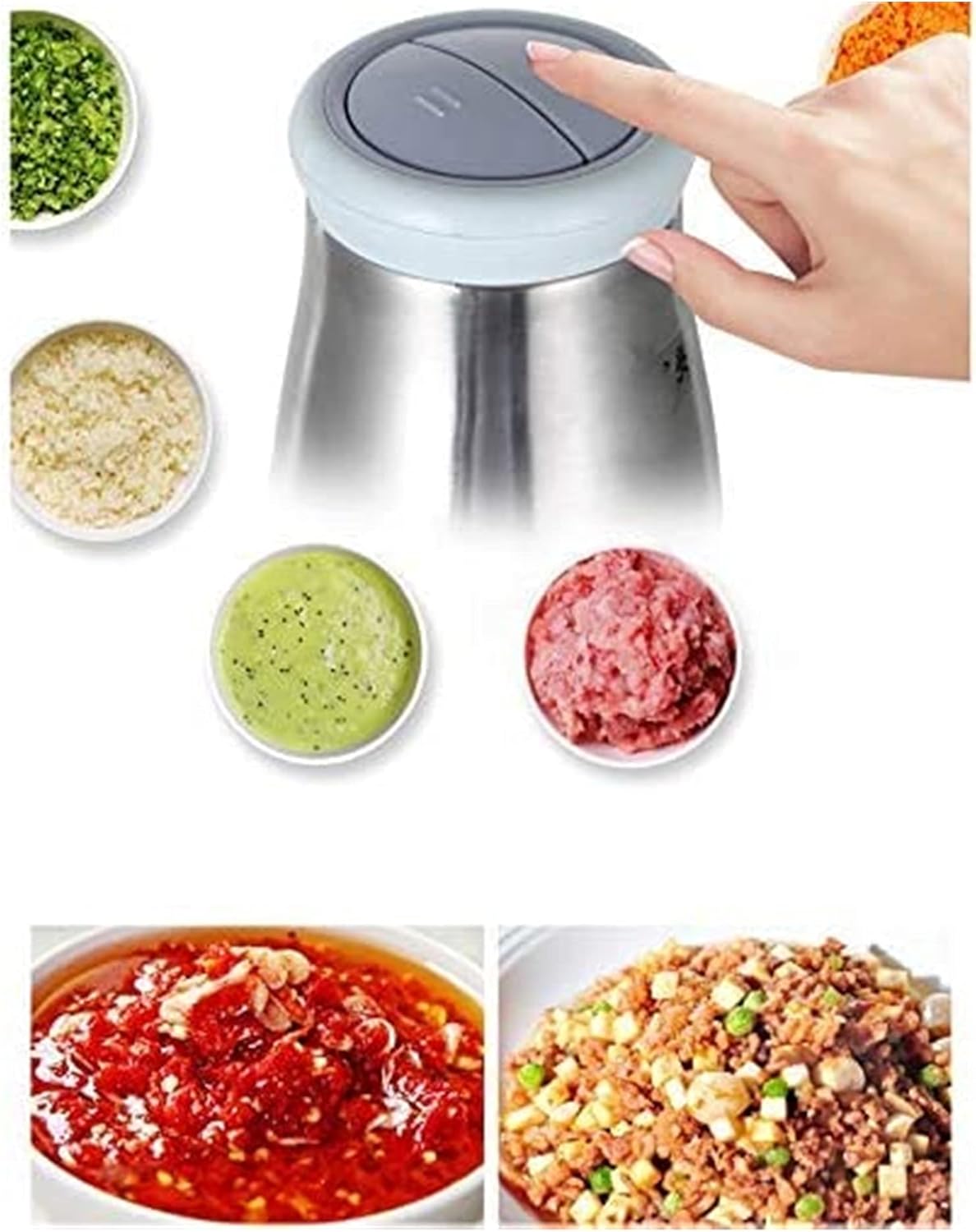 Food Processor with Glass Bowl Electric Mini Chopper for Vegetable Onion Garlic Nut and Meat Small Kitchen Meal Prep Blender Grinder with 2 Speed Mode and 4 Sharp Blades 250 Watt
