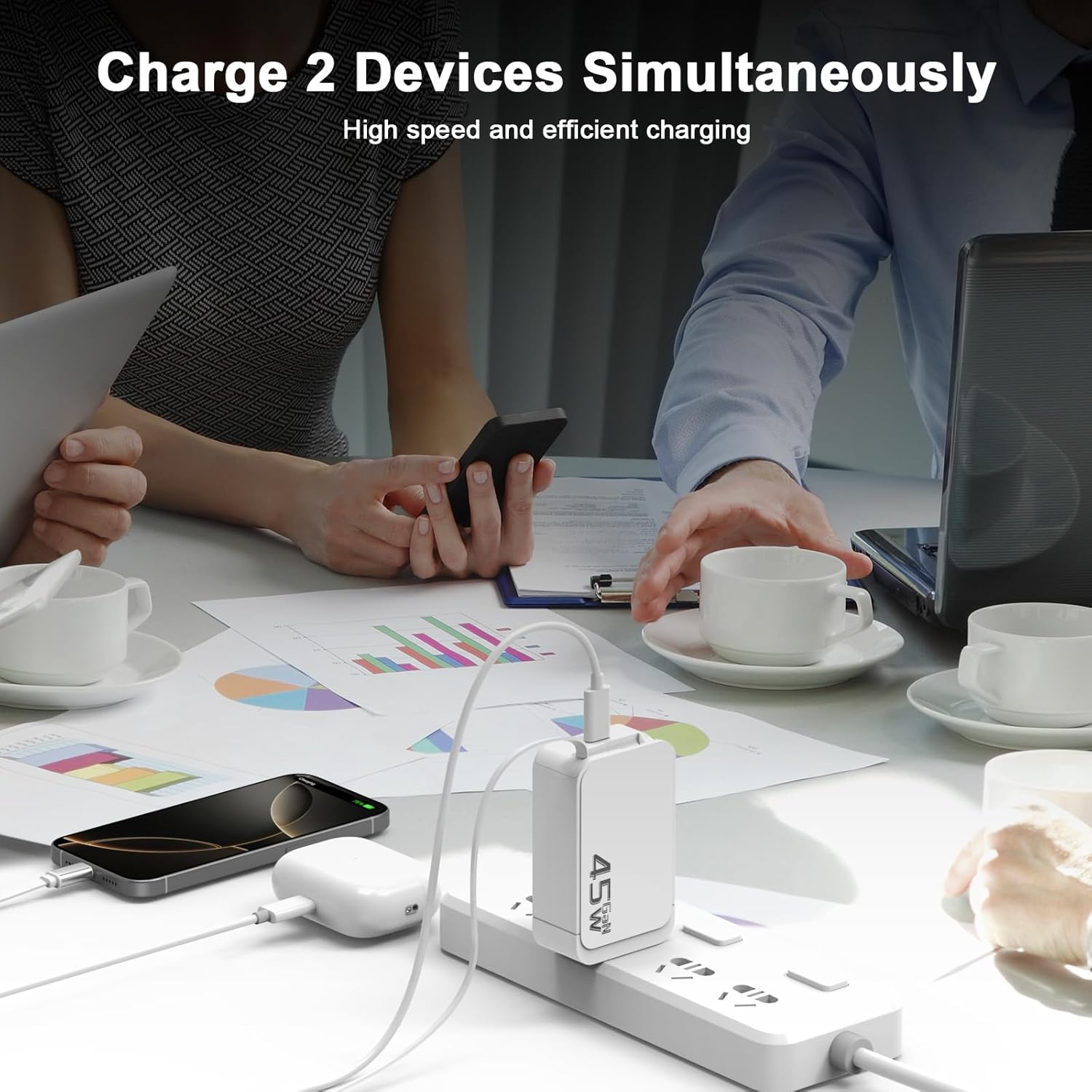 Retractable Wall Charger, 45W PD Fast USB C Charging Block with Retractable Type-C Cable, 45W Travel Charger Fast Charging Foldable Plug Adapter with for iPhone 16/15 Pro Max, iPad Pro, Galaxy, Pixel - Image 4
