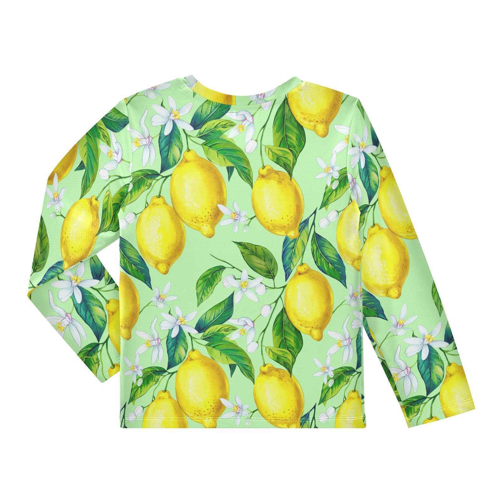 Lemon Blossoms Leaves Green Rash Guard Shirt for Boys Sun Protection Shirt for Kids Toddler UPF50+ 5-6T