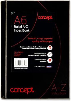 Concept Notebook A6 Lined Hardcover Notebook, Premium Paper, Ruled Journal Notebook, Address Book, Organiser, Student & Teacher Planner, Perfect for School, Office & Home