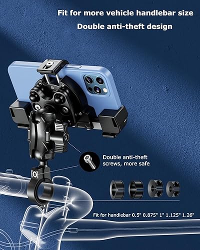 Miniatura 5 de Kewig Soporte de teléfono para motocicleta con amortiguador de vibraciones y cámara sin bloqueo, soporte de teléfono de motocicleta antirrobo,