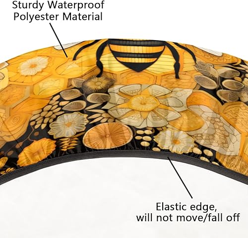 Miniatura 10 de Mantel redondo ajustado con borde elástico, diseño de hojas de otoño, impermeable, lavable, para mesas redondas, ideal para picnic, patio, se adapta