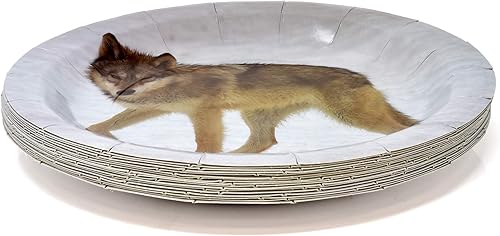 Miniatura 3 de Gift Boutique Juego de 122 piezas de suministros de fiesta de lobo, platos de papel, servilleta para lobos, selva, safari, animales, zoológico,