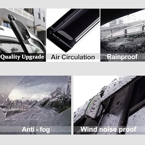 Miniatura 5 de Puermto 94853 - Deflector de viento para ventana lateral, 4 unidades, estilo de canal, bonito protector de lluvia solar, visera de ventana para