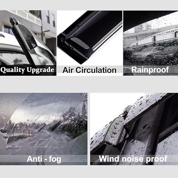 Window Visors Rain Guards for 1998-2003 Dodge Durango 94119 | 4pcs In-Channel Shatterproof Rain Guards Dark Smoke Window Vent Deflector Shades for 1998-2003 Dodge Durango car Accessories