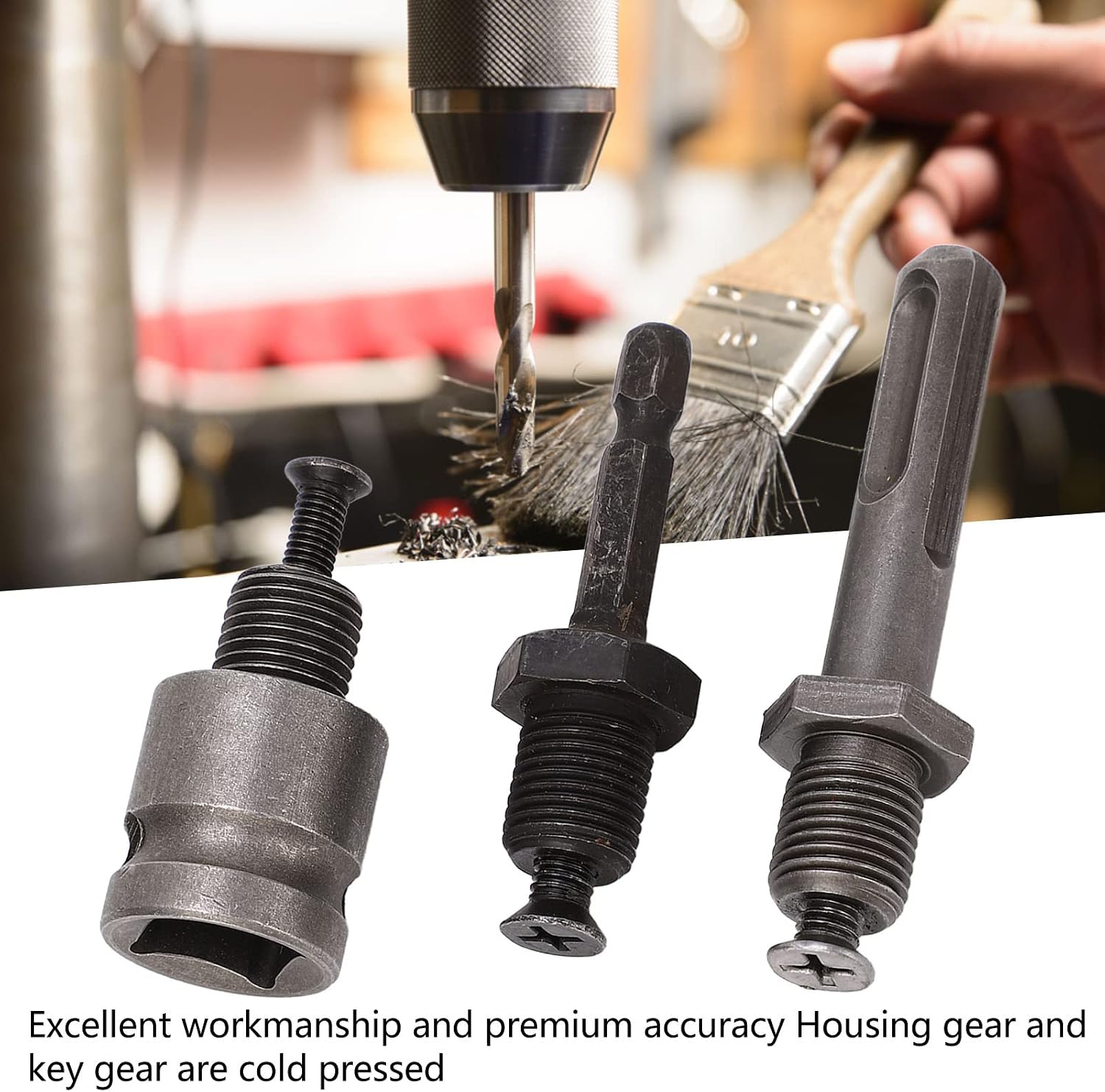 Drill Chuck Adapter 3/8in, with 1/4in Quick-Change Hex Drive | Convert Impact Driver & Wrench to Drill | Versatile Tool | Durable Steel