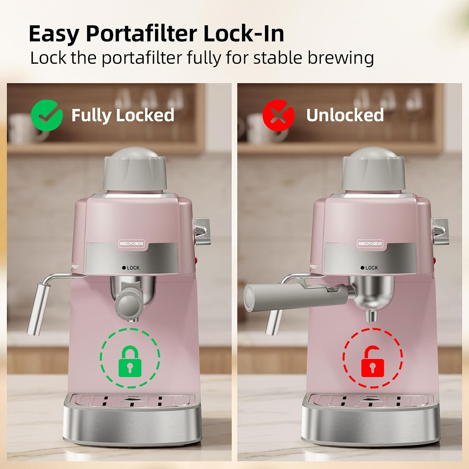 3.5Bar Espreeso Machine 4-Cup Compact Coffee Maker 800W Pink image 5