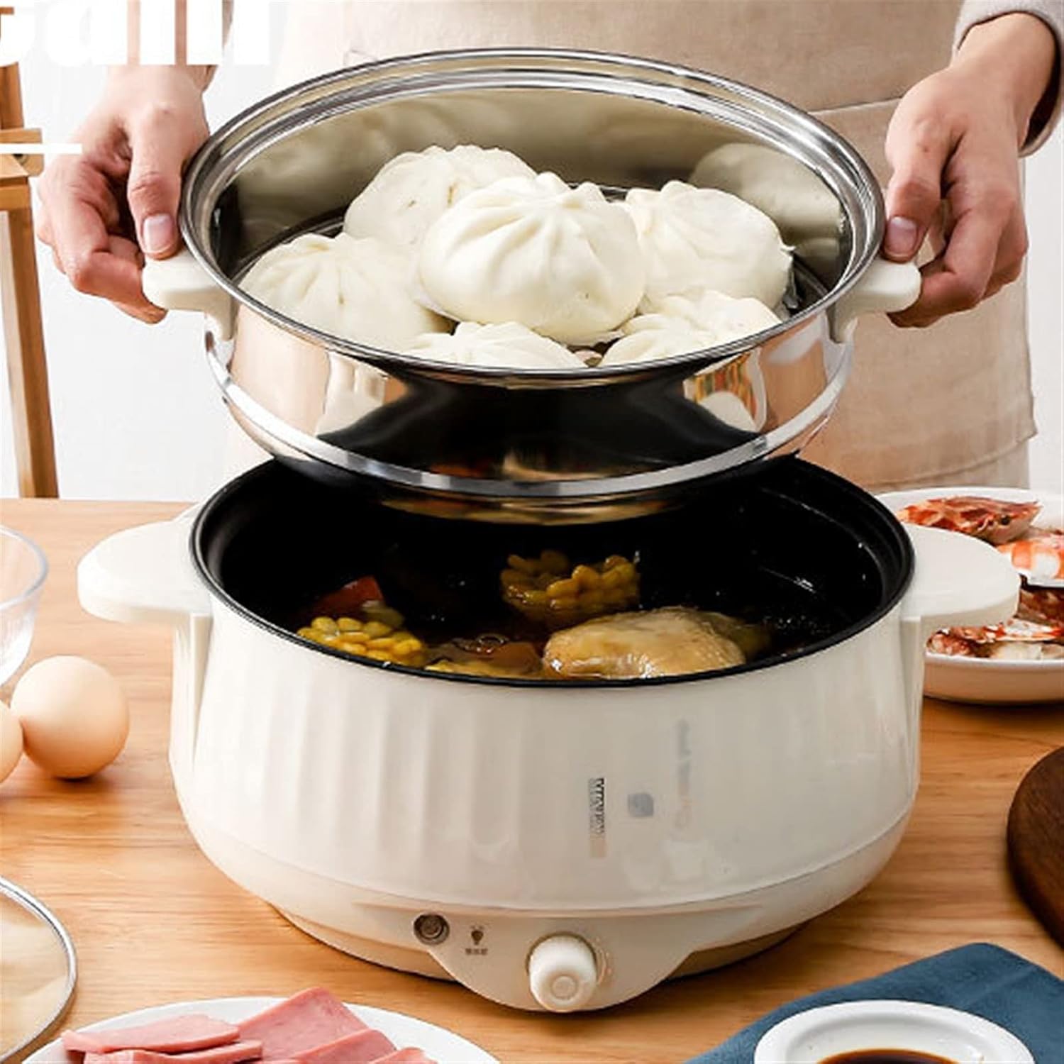 Electric Cooker Household Electric Hot Pot One Pot for Cooking and Frying Large Capacity Electric Cooker Multi Functional Non Stick Electric Cooker for Cooking
