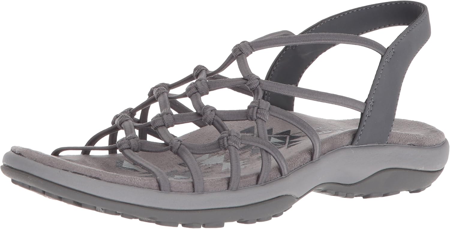 Skechers Women's Reggae Slim-Forget Knotted Web Gore Open Toe Slingback Sandal