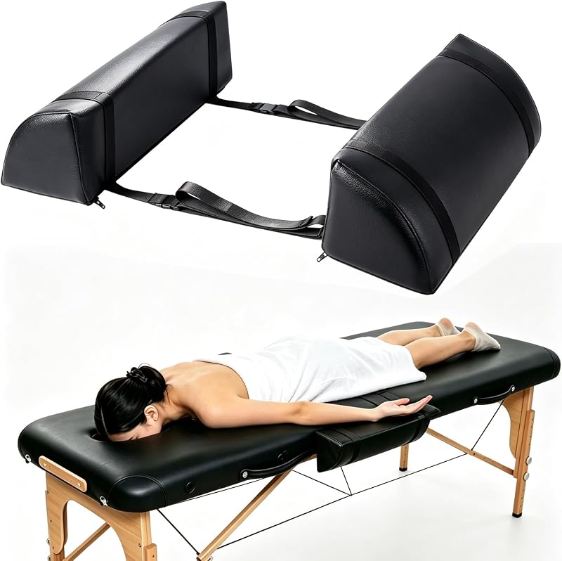 Conjunto de almofadas laterais para apoio de braços de maca de massagem Gererixy, ajustável, couro PU, preto